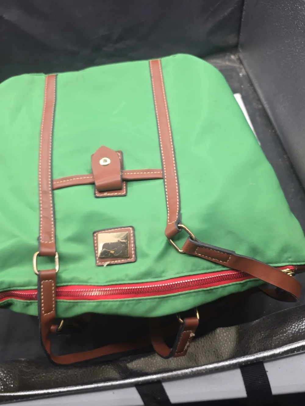Green Cosmetic Tote with Brown Trim - Women's Makeup Case